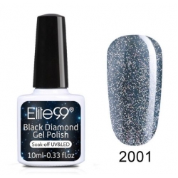 Гел Лак Черен Диамантено Брокатен 10ml 2001 Elite99